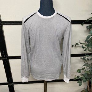 Mens Guess Lightweight Sweater with Quilted Shoulder White & Black Size Small